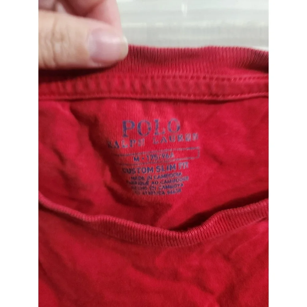 Polo Ralph Lauren Mens Red Custom Slim Fit Short Sleeve Pony Logo T-Shirt Size M